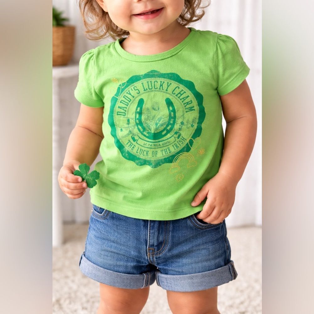 Old Navy St. Patrick’s Day Toddler Tee 18–24M Green Lucky Charm Shirt